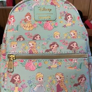 NWT- Loungefly Disney Princess Teal / Mint Chibi Mini Backpack